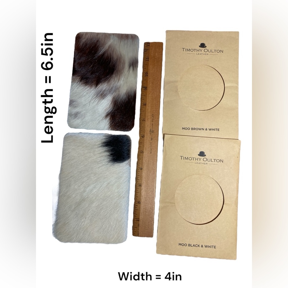 Moo Brown, Black and White Cow Hide Leather Swatches/ samples
